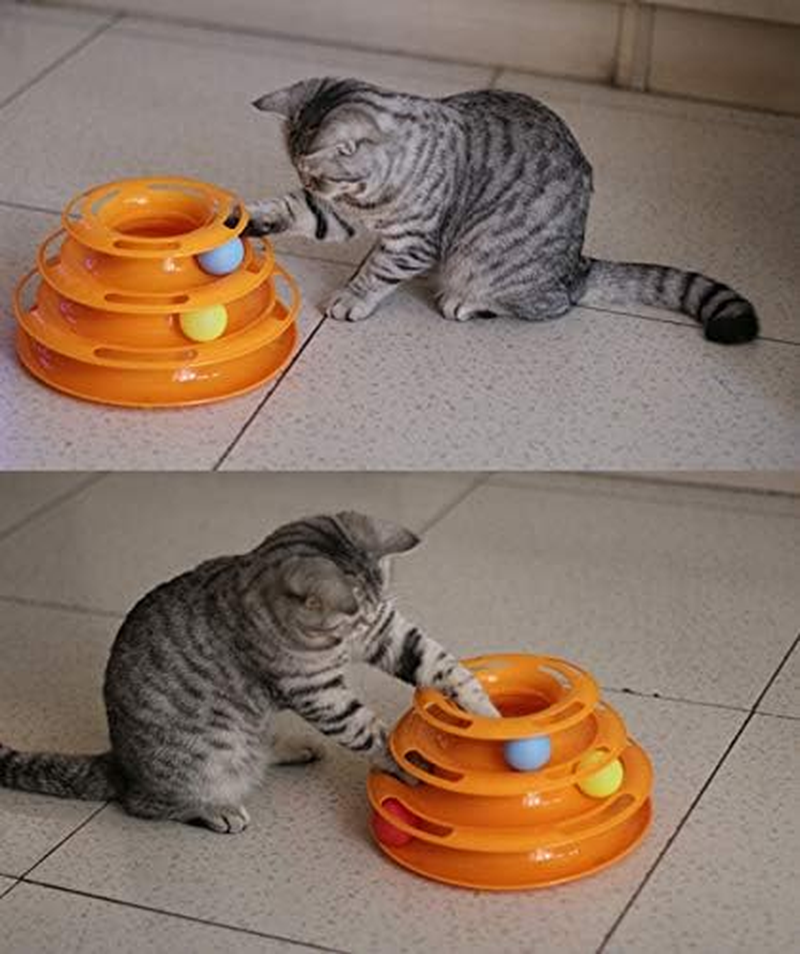 Pet Toys Interactive 3 Layers Tower of Tracks Balls Cat Toy (Orange) Pet Toys (Color : Green) image number 2