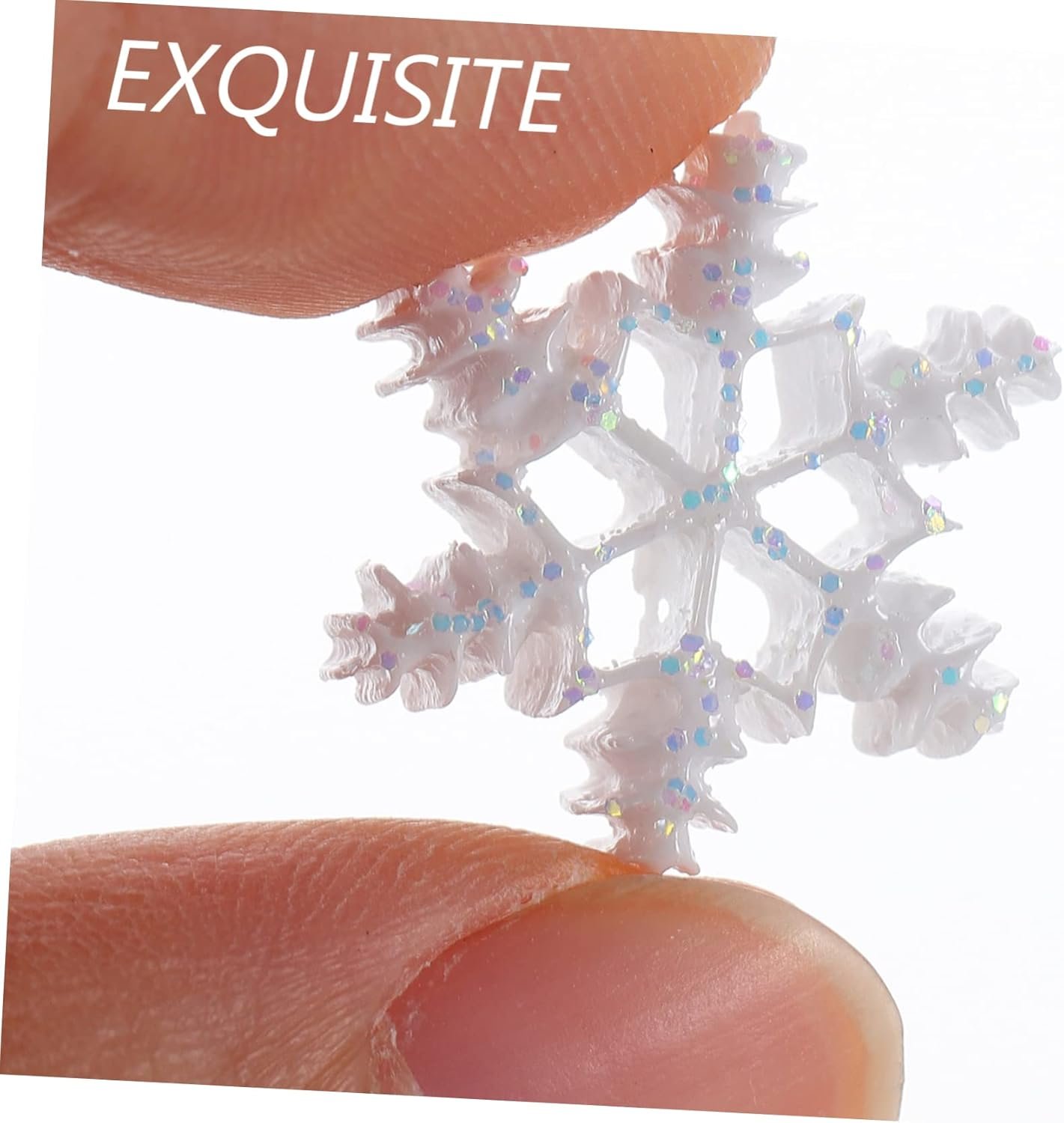 Anneome 50Pcs Mini Resin Snowflake Xmas Micro Landscape Ornaments DIY Hanging Pendants Christmas Tree Accessories White 3D Small Resin image number 6