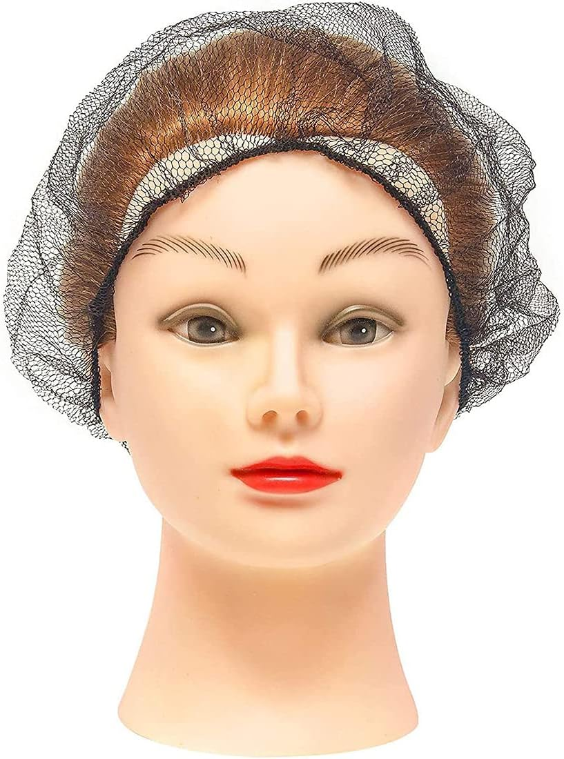 20Pcs Disposable Black Hairnets with Elastic Edge Mesh Stretchable Hairnet Caps - White image number 2