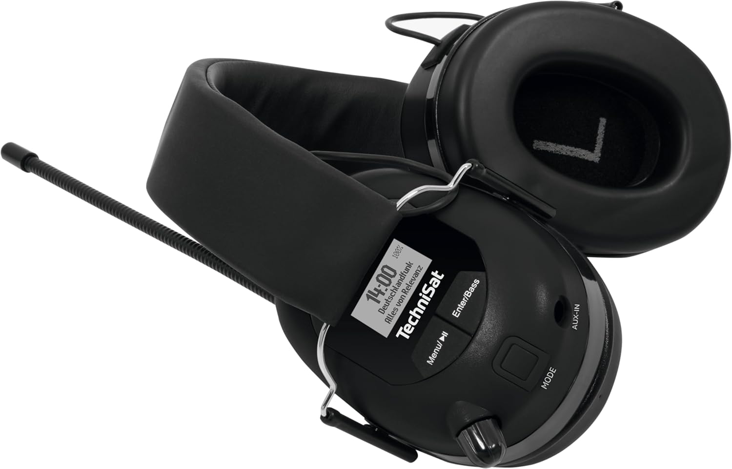 Technisat STEREOMAN DAB+ OD Wireless Stereo DAB+/FM Bluetooth Headphones (DAB+/FM Radio Reception, Short Antenna, Integrated Microphone, Ear Protectors, for Outdoor Use), Black image number 3