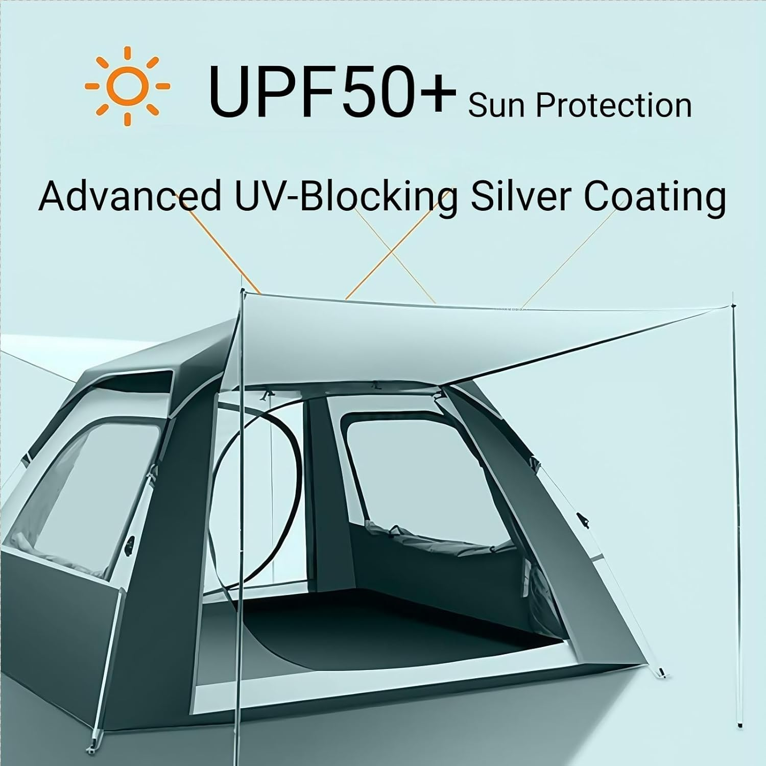 Tent, Inflatable Tent, 3/5-Person Pop up Tent for Family, Easy Setup Waterproof Camping Tent Large Space, Durable Outdoor Shelter for Camping, Hiking, Picnic, Travel, Beach - 2025 Upgraded, off White image number 6