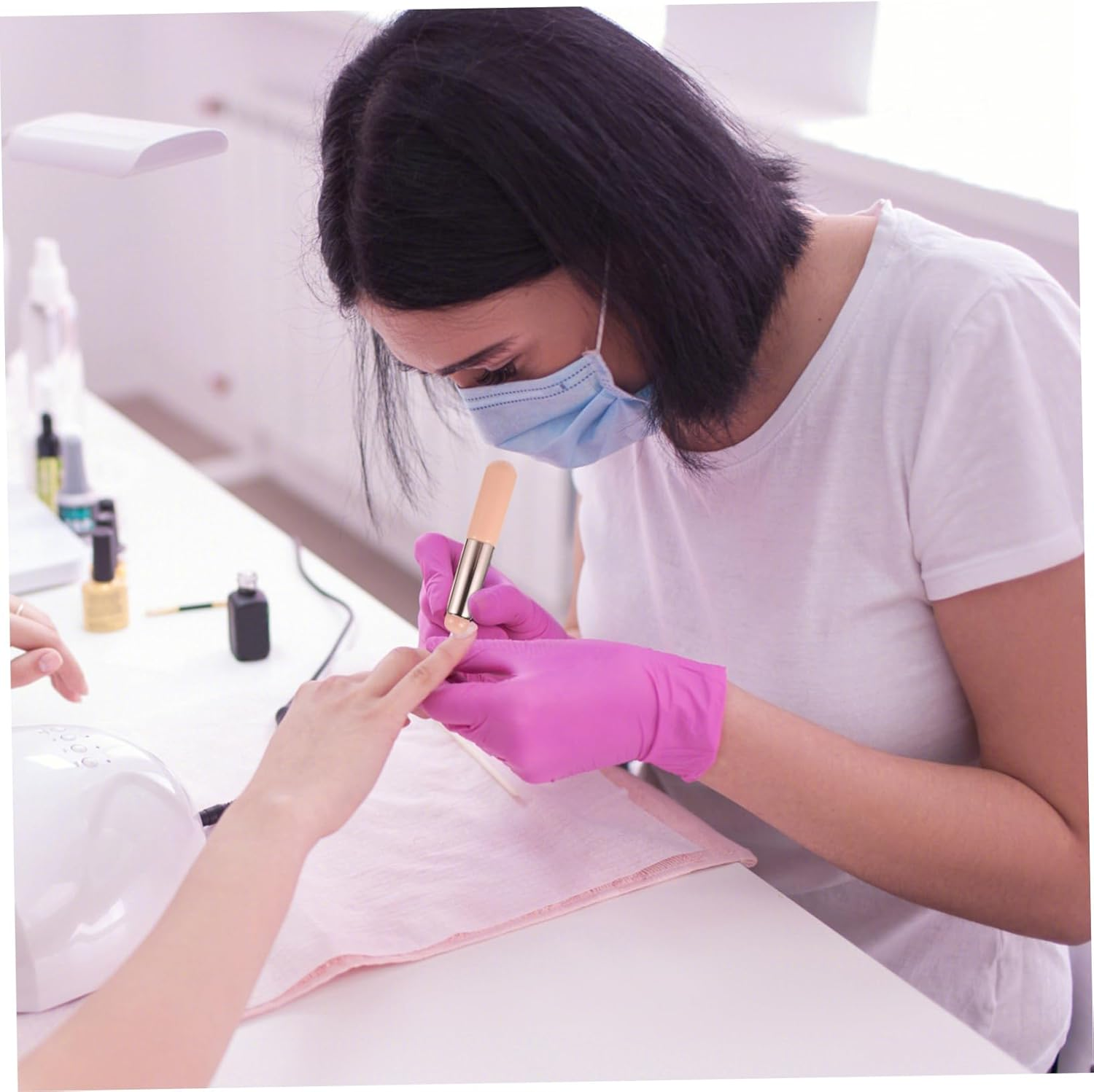 ADOCARN 2Pcs Nail Art Brushes Gradient Glue Tool Silicone Brush for Professional Application