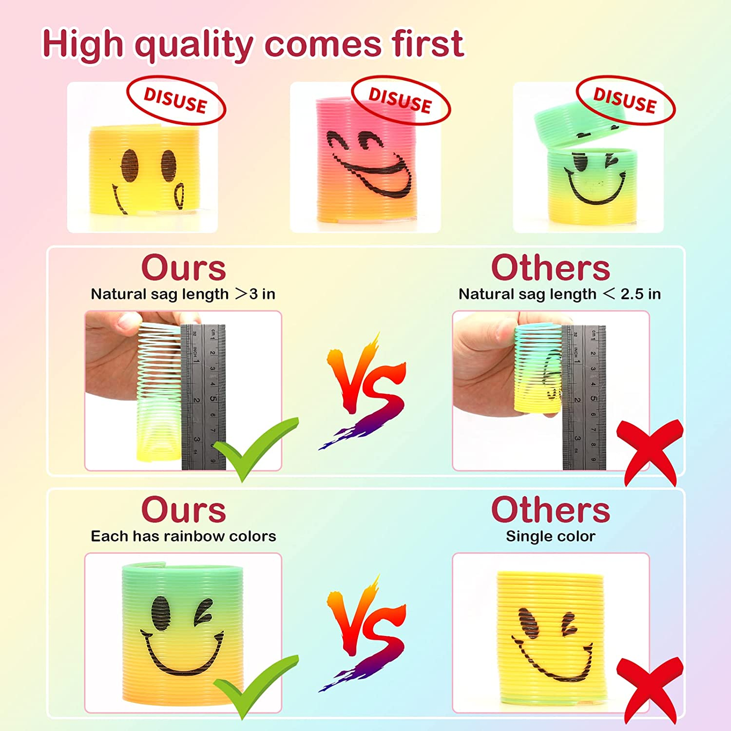 AZEN 24 Pcs Mini Slinky Toy Rainbow Spring Coil, Party Favors for Kids, Goodie Bags Stuffers for Birthday Party, Fidget Toys, Small Bulk Toys Gifts for Kids Prizes image number 6