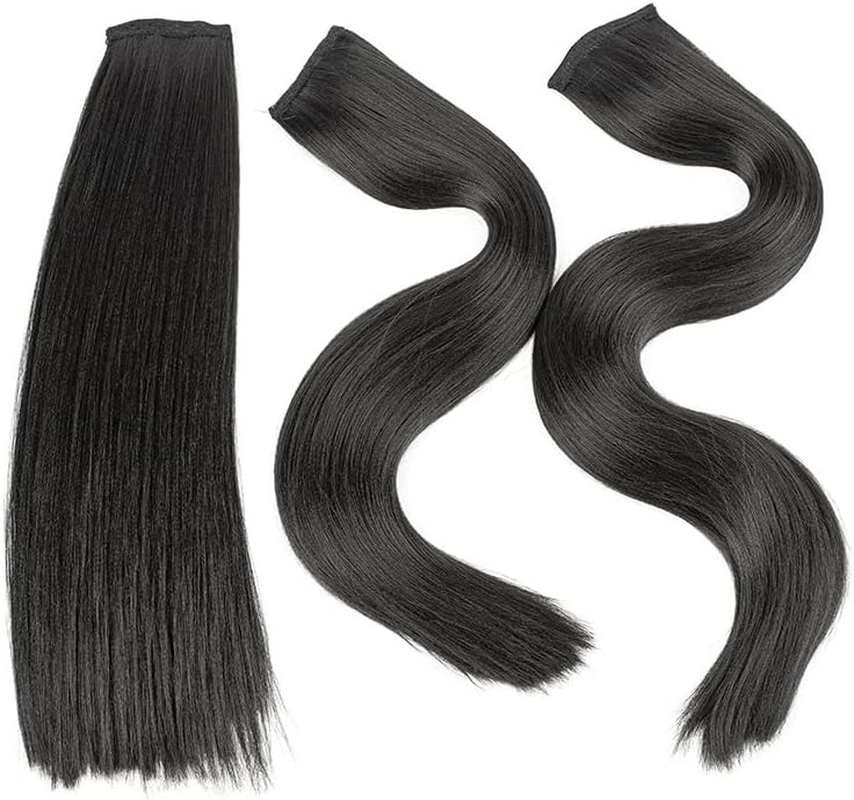 Clip in Hair Extensions & Seamless Invisible Hair Pieces, 60Cm Length 15Cm Width Synthetic Hair Extensions for Women - 4 Pieces, Black image number 5