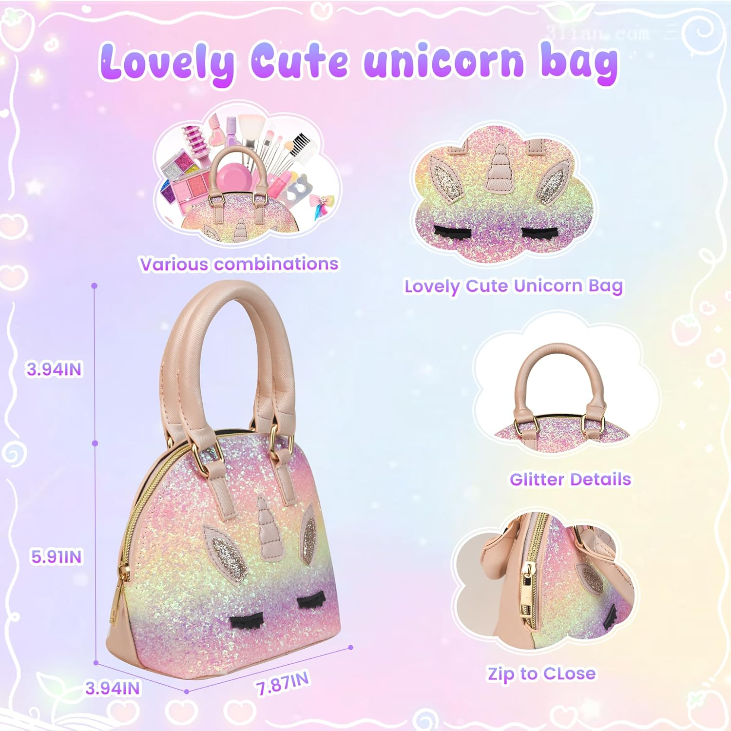 Kids Washable Makeup Kit for Girls - Real Make up Set with More Kits- Pretend Play Beauty Toys for Toddlers and Kids, Christmas Birthday for Girls Ages 3-12 (Pink Unicorn) - Mermaid image number 3