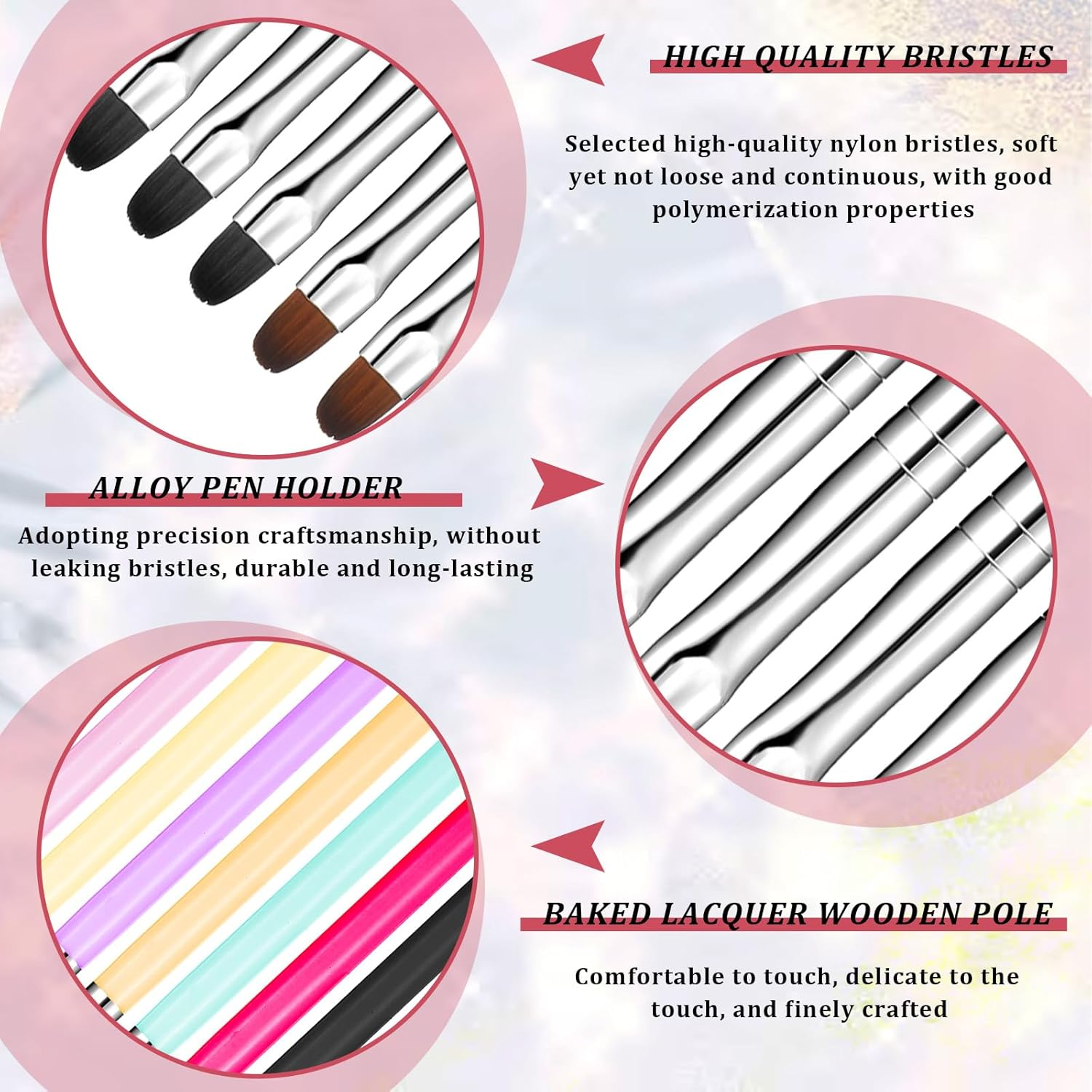 8 Pcs Nail Detail Art Brush Set Wooden for Gel Polish,Ymapinc Gel Nail Brush Tools,Liner Dotting Tools,Builder Dotting Tools Accessories image number 4