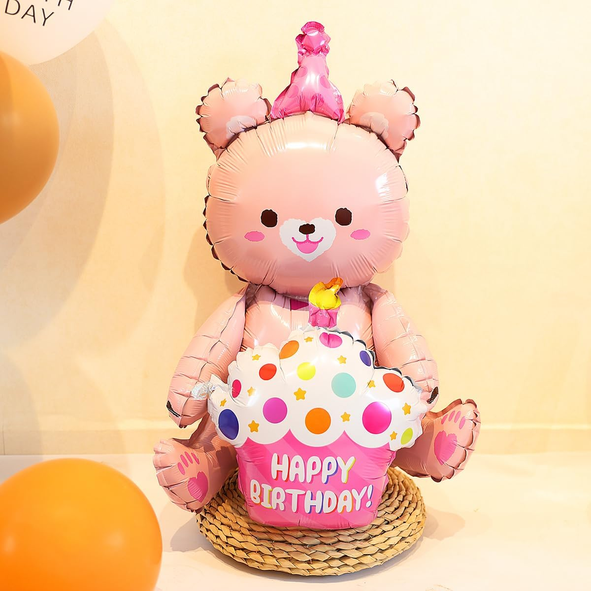 Weenkeey 1St Bear Birthday Balloons Giant 4D Bear Aluminum Foil Balloon Number 1 Mylar Balloon Bear Hug Cake Balloon for Bear Theme Party Supplies Girls Birthday Baby Shower D&eacute;cor