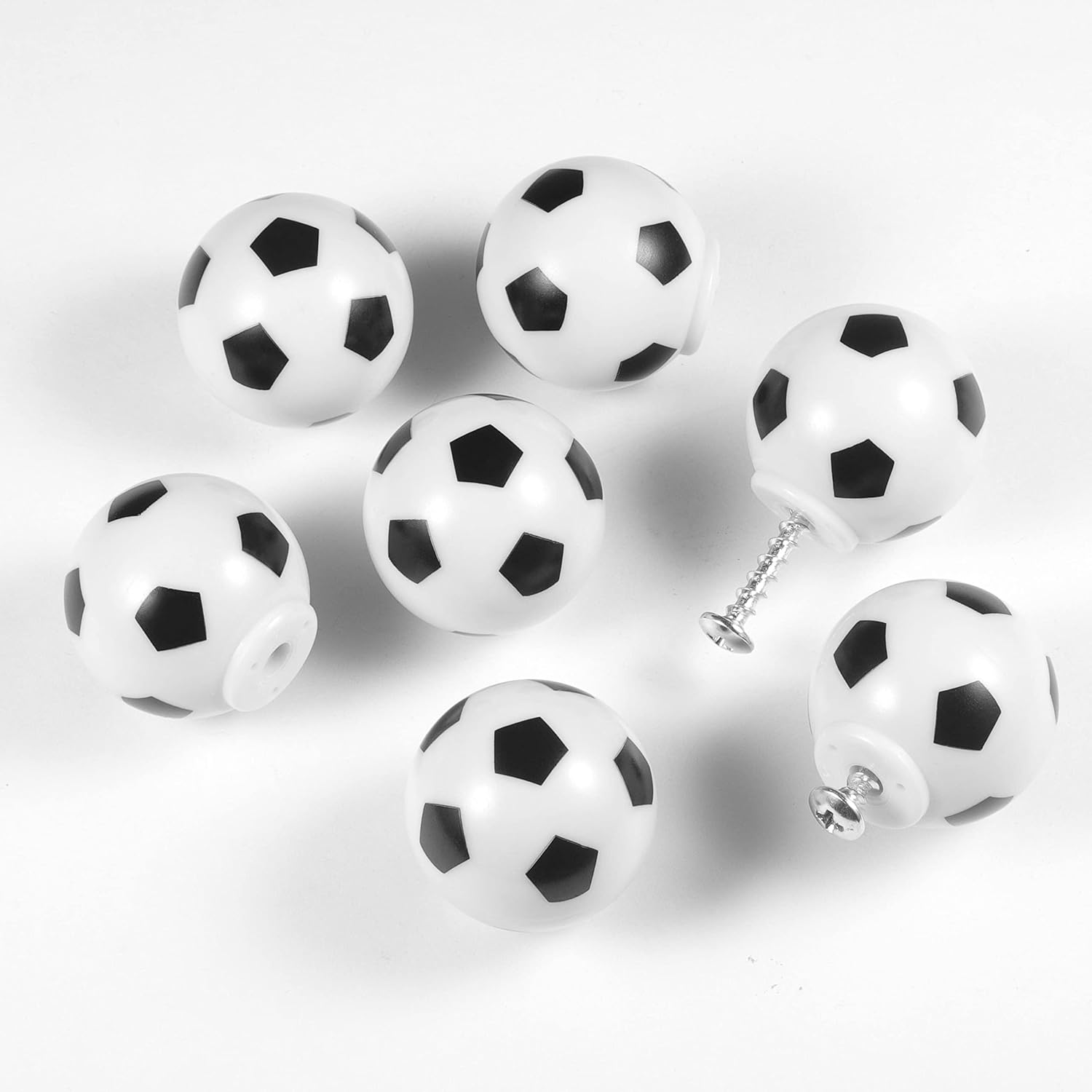 JJWNMLL 12Pcs Football Dresser Knobs Soccer Drawer Knobs Sports Theme Decor Handles Furniture Decoration Pulls Handles for Dresser Cupboard Wardrobe Cabinet