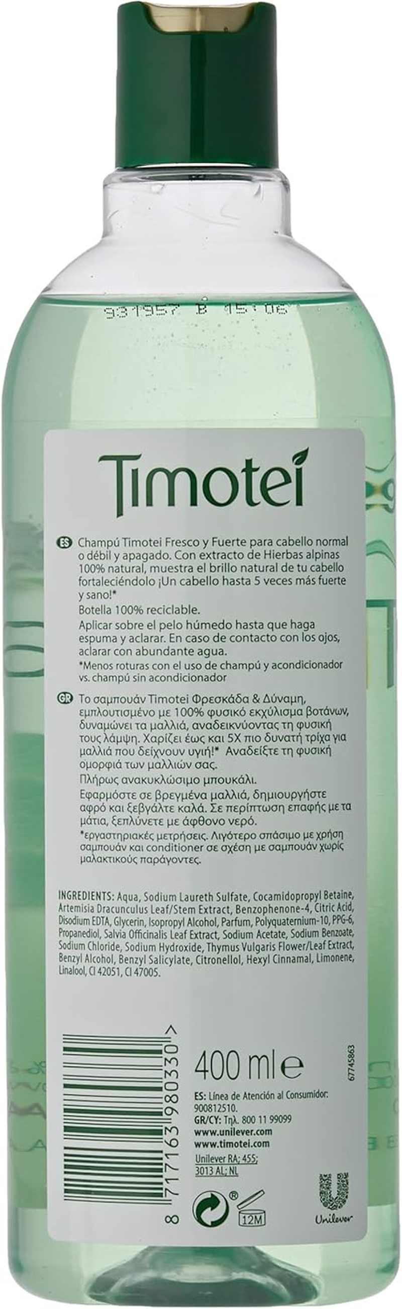 Timotei Herbs Shampoo 400 Ml image number 2