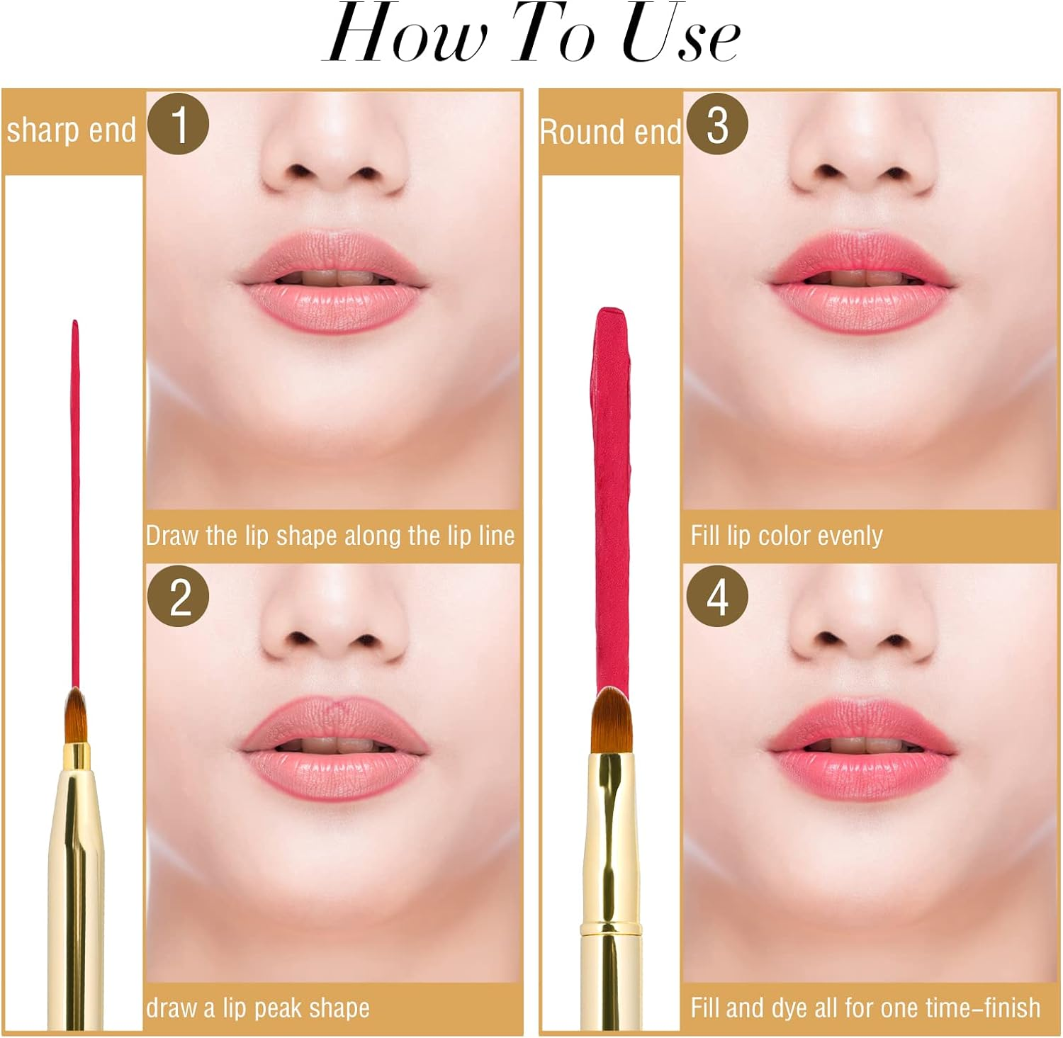 2 Pack Retractable Lip Brush with Cap, Double-Ended Lipstick and Lip Gloss Applicator Brush, Travel-Friendly Makeup Brush for Precise Application image number 4