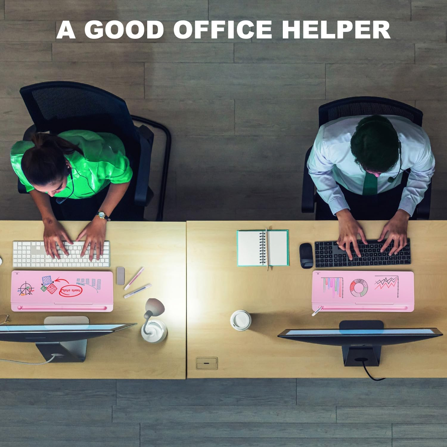 TSJ Office Desktop Whiteboard Dry-Erase-Board - Computer Keyboard Stand White Board Surface Pad with Drawer, Desk Organizers with Accessories for Office, Home, School Supplies