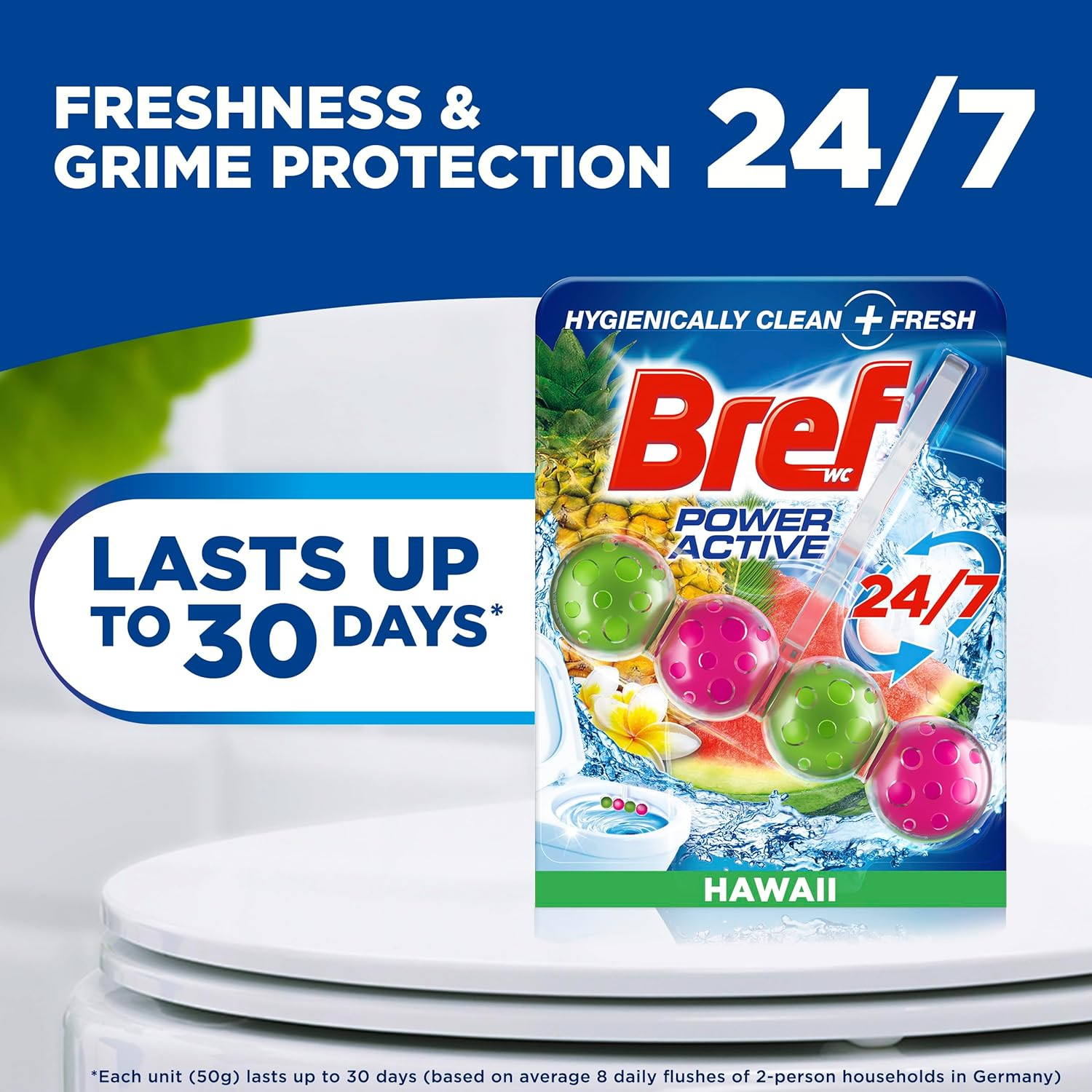 Bref Escapes Hawaii Sensation with Air Freshener Effect, Rim Block Toilet Cleaner, 50G