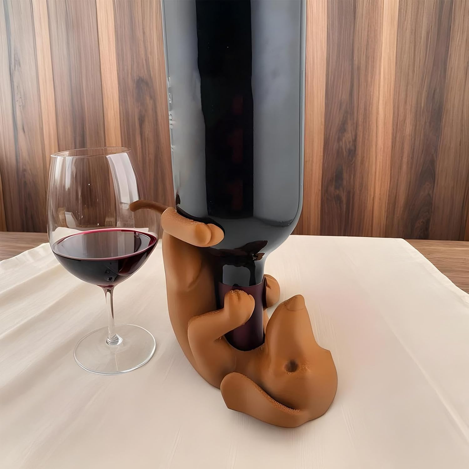 Wine Bottle Holder, Decorative Wine Rack, 3.46 X 4.92 in Fun Dog Liquor Display, Whiskey Organizer Stand, Stylish Bar Decor for Kitchen, Dining Room, Restaurant, Living Room image number 1