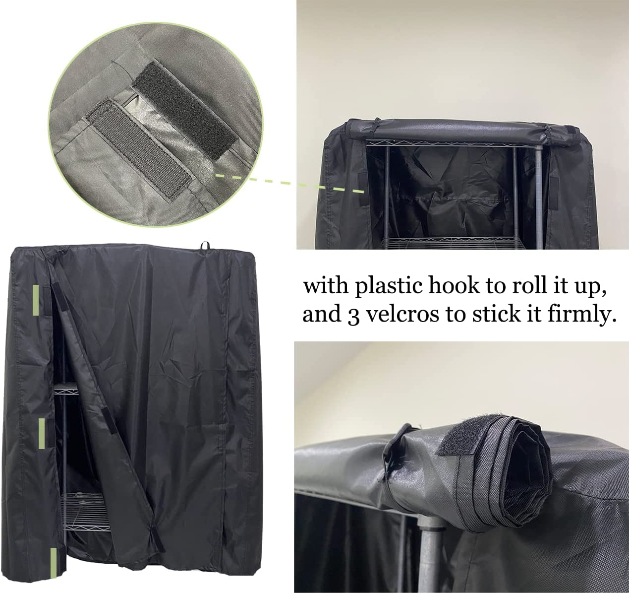 J&C Outdoor Bird Cage Cover Heavy Duty 420D Blackout Sun Light for Night Waterproof Black Birdcage Covers for Bird Sugar Glider Cat Rabbit Cage Medium (104 X 69 X 122 Cm)