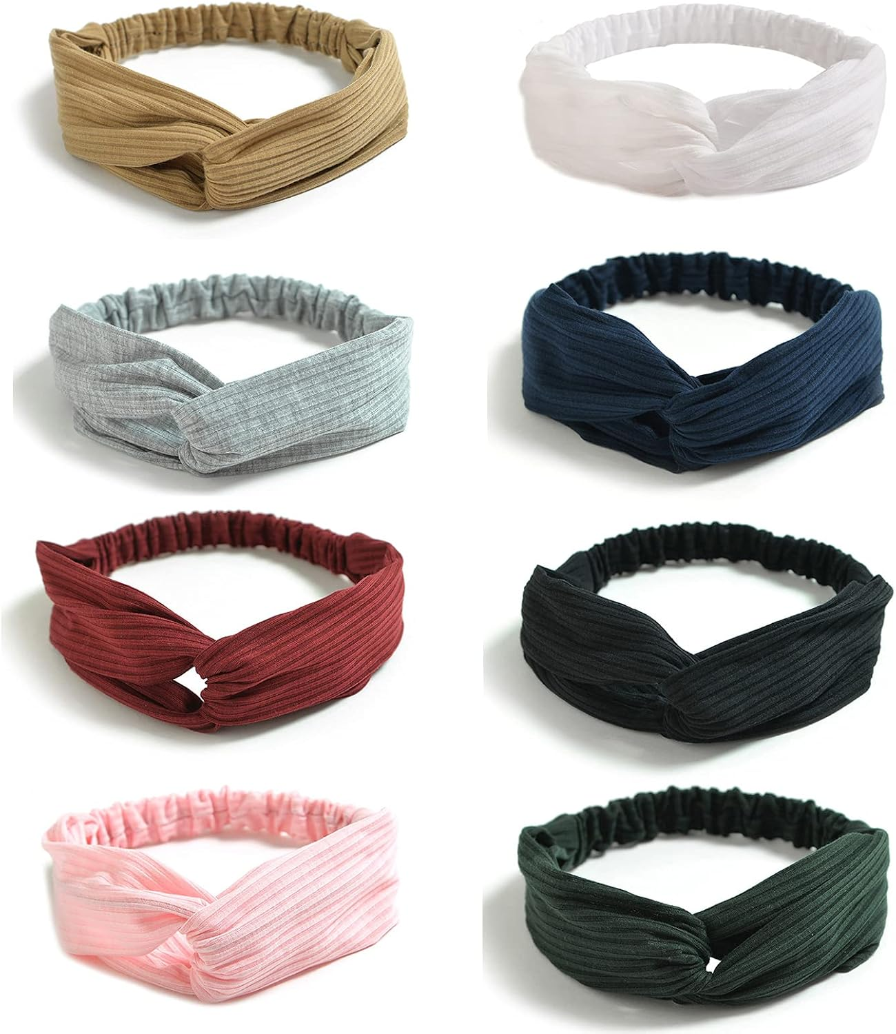 AQOKKA Headbands for Women Criss Cross Vintage Head Wrap Boho Headband Elastic Hair Accessories 8 Pack