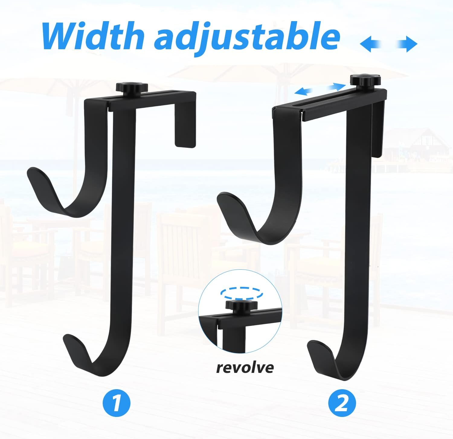 2Pcs Double Hook for Pool Pole, Adjustable Hook for Pool Fence, Double Hook for Hanging Pool Tool Hooks for Pool Fence, Wall (Black) image number 4