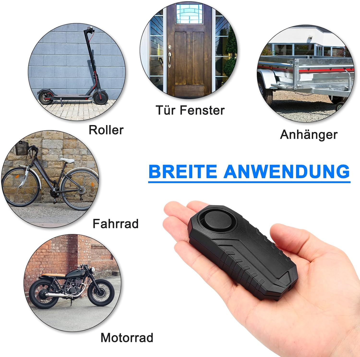 ZEXMTE Bicycle Alarm System, 113Db Loud Wireless Anti-Theft Bicycle Motorcycle Alarm System Car Waterproof Bicycle Alarm System with Remote Control, Black, 2 Pack image number 2