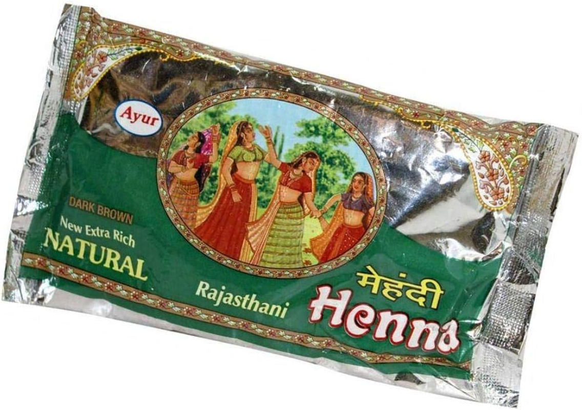 Ayur Herbal Rajasthani Henna Mehndi Powder (Dark Brown) (Pack of 1) 150Gm image number 1