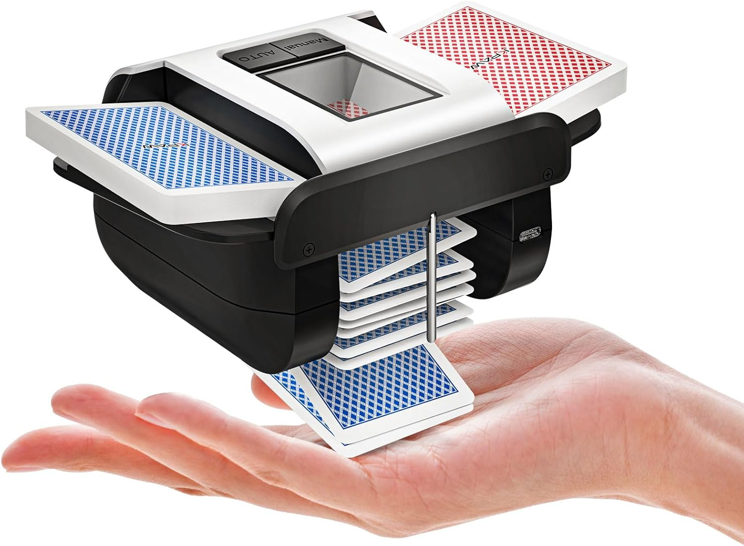 KPAW Automatic Card Shuffler Machine - 1-2 Decks Low Noise Shuffler, Rechargeable & Portable, One Press Shuffling, Automatic Card Shuffler for Texas Hold'Em, Skip-Bo, Poker, UNO, Phase 10 image number 5