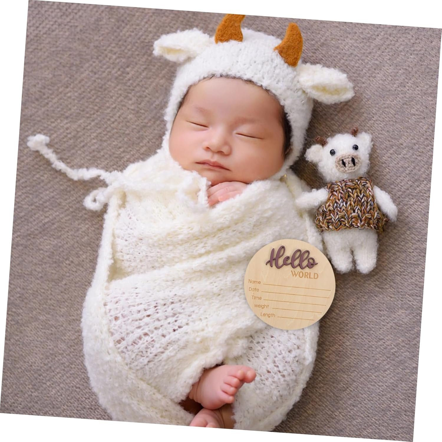 INOOMP Newborn Name Sign Birth Announcement Plaque Wooden Photography Prop Home Decor image number 2