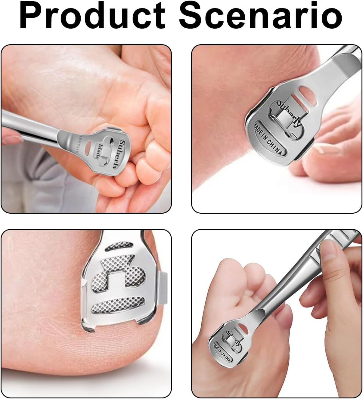 52 Pcs Callus Shaver Set,Funcyboo Callus Shavers Foot Care Razor Foot Shaver Pedicure Tools Heel Scraper for Feet (50 Replacement Blade &1 Stainless Steel Callus Shaver and 1 Foot File Heads) image number 6