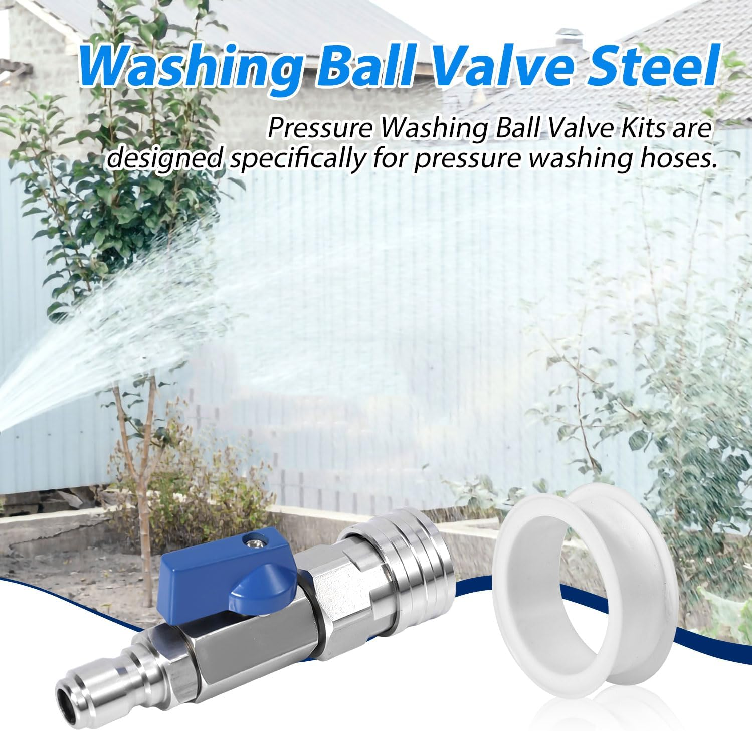 NQEUEPN Quick Connect Ball Valve, Stainless Steel Pressure Washer Ball Valve 3/8 Inch High Pressure Washer Ball Valve for Power Washer Hose