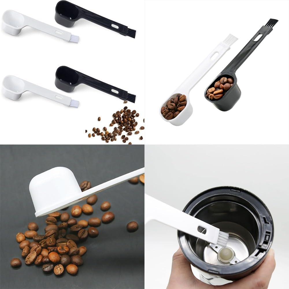 Hobbyme Pack of 4 Plastic Coffee Scoops with Brush & Espresso Grinder Brush for Ground Coffee Cleaning Tea Power Coffee Grinder Spoon image number 5