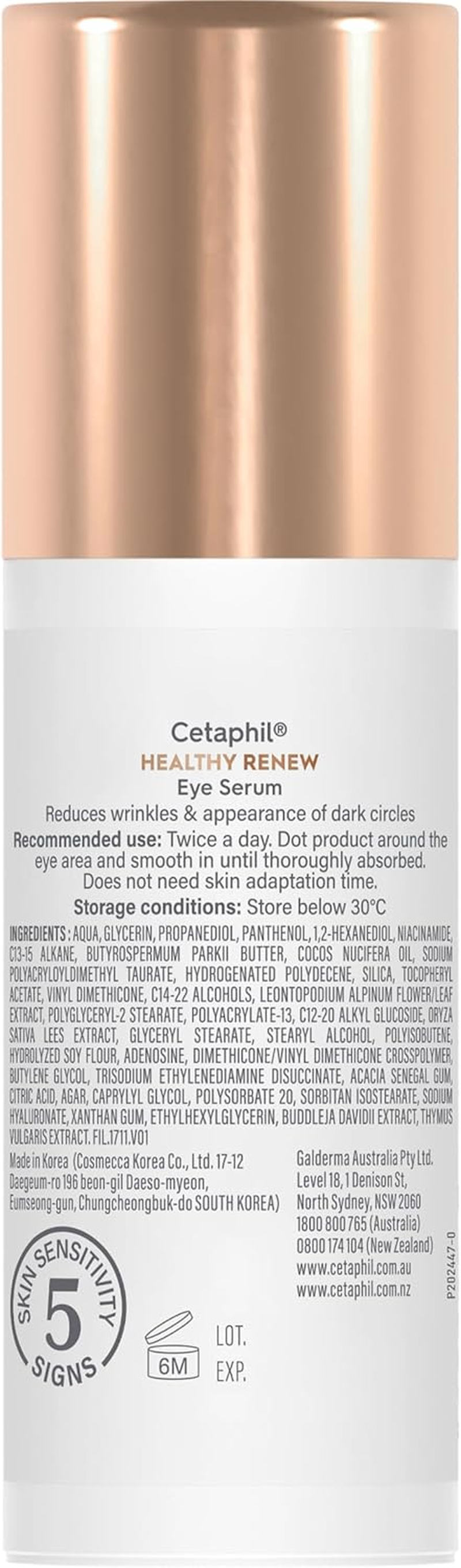 Cetaphil Healthy Renew Eye Serum 15G. anti Aging Retinol Alternative with Purified Peptides. Contains Niacinamide (Vitamin B3) and Panthenol (B5). Targets Appearance of Dark Circles and Fine Lines. Dermatologist Tested