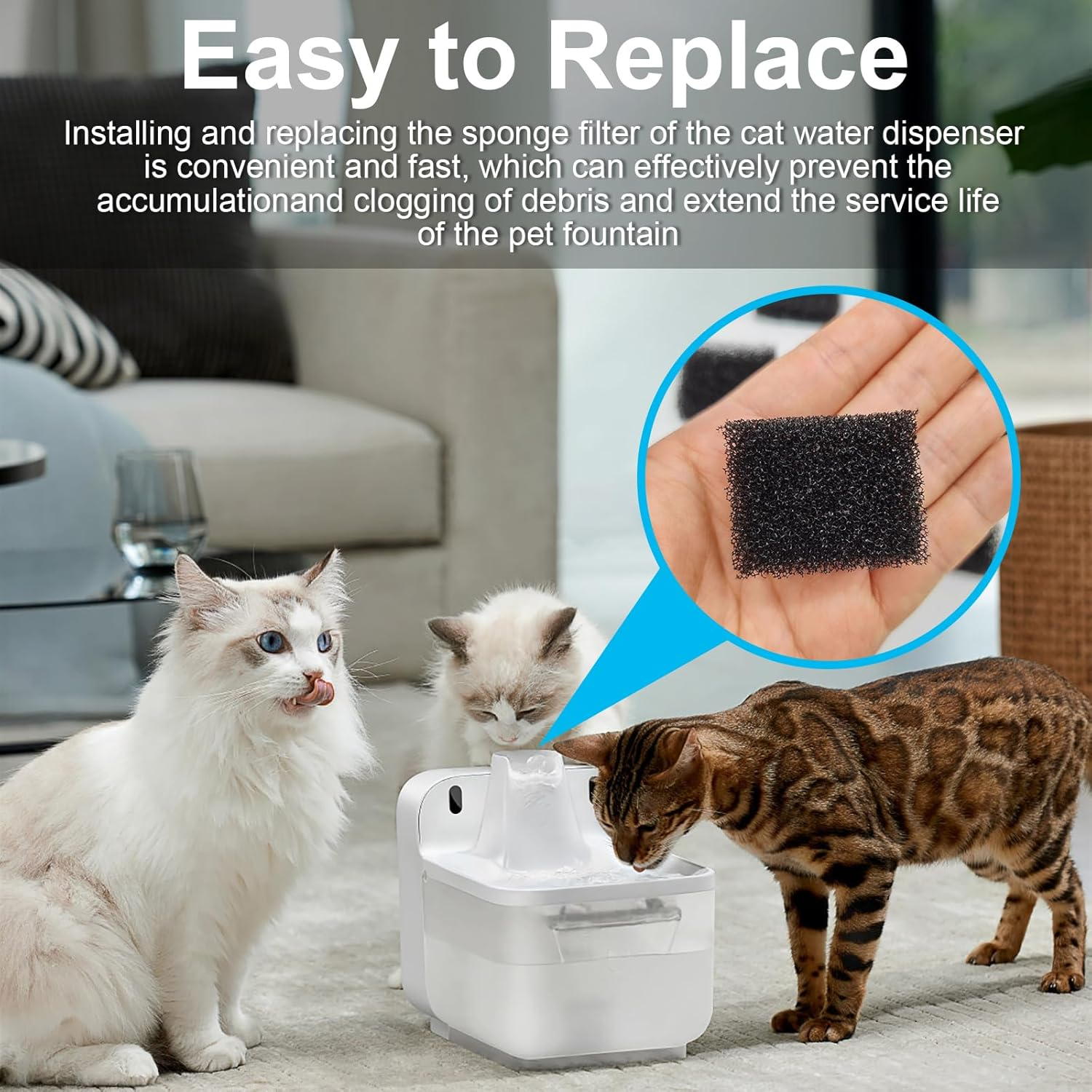 Pack of 30 Pet Fountain Filters, Cat Fountain Filter Replacement Foam Filter for Cat Dog Water Dispenser Filter 35 X 25 X 9 Mm Black image number 4