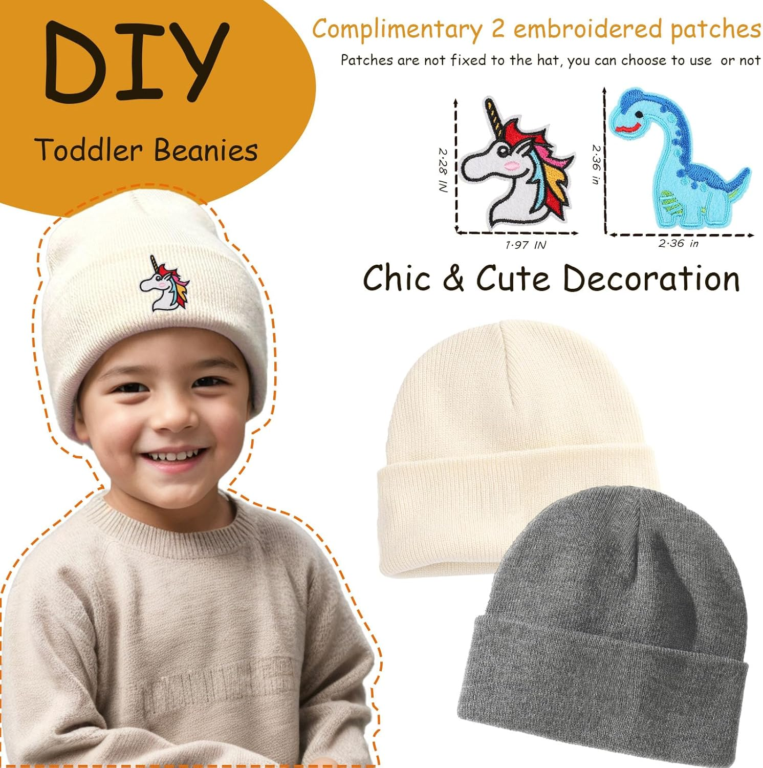 Vidsel 100% Cotton Toddler Beanie Hats for Baby Boys Girls Kids Infant Winter Hat Soft Warm Knit Cuffed Caps image number 1