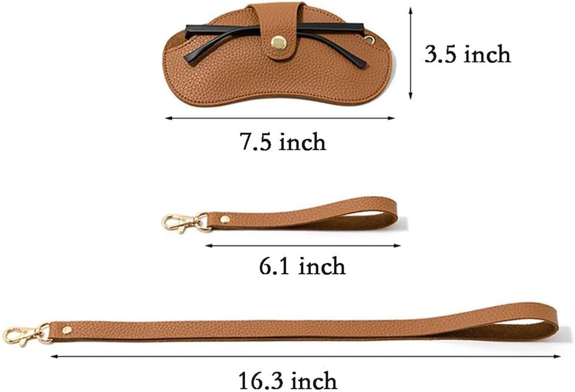 Soft Leather Sunglasses Bag Pouch Slim Glasses Case Holder Glasses Organizer Travel Eyewear Sleeve for Women Men（Yellow-Brown） image number 4