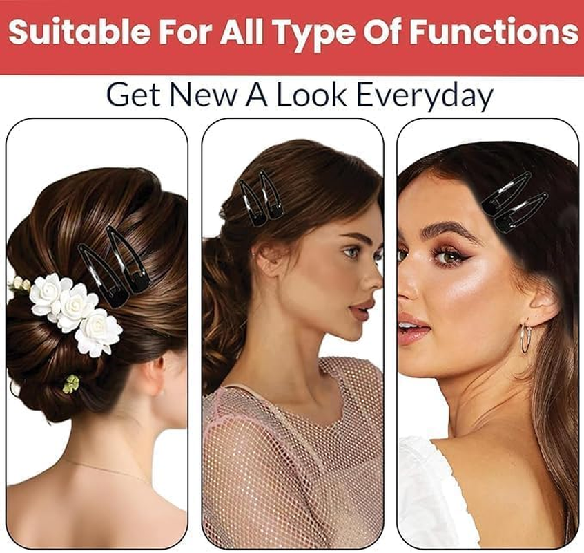 NTY Collections 100 Large Metal Tic Tac Snap Hair Clips for Women (Black) &ndash; Strong Grip Non-Slip Barrettes, Heavy-Duty Metal Hair Accessories for Thick & Thin Hair, Daily Styling Hair Clips &ndash;( 100 Pieces, 3.1 Inch ) image number 1