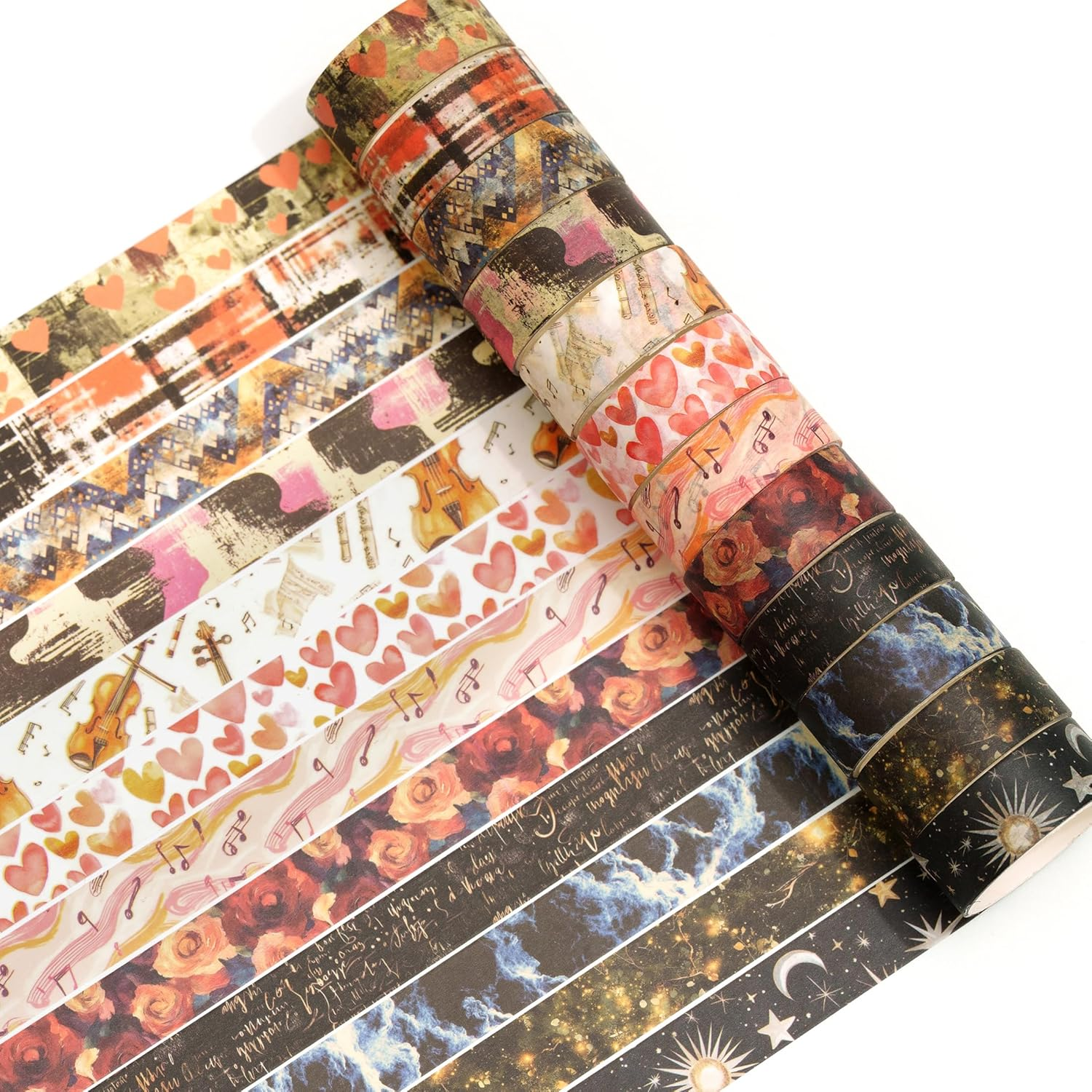 YUBBAEX 12 Rolls Artistic Expression Washi Tape Set Fine Arts Masking Tape Retro Plants Decorative for DIY Crafts, Bullet Journal Supplies, Planners, Scrapbook, Card/Gift Wrapping (2-Ethereal) - 1-Graffiti image number 6