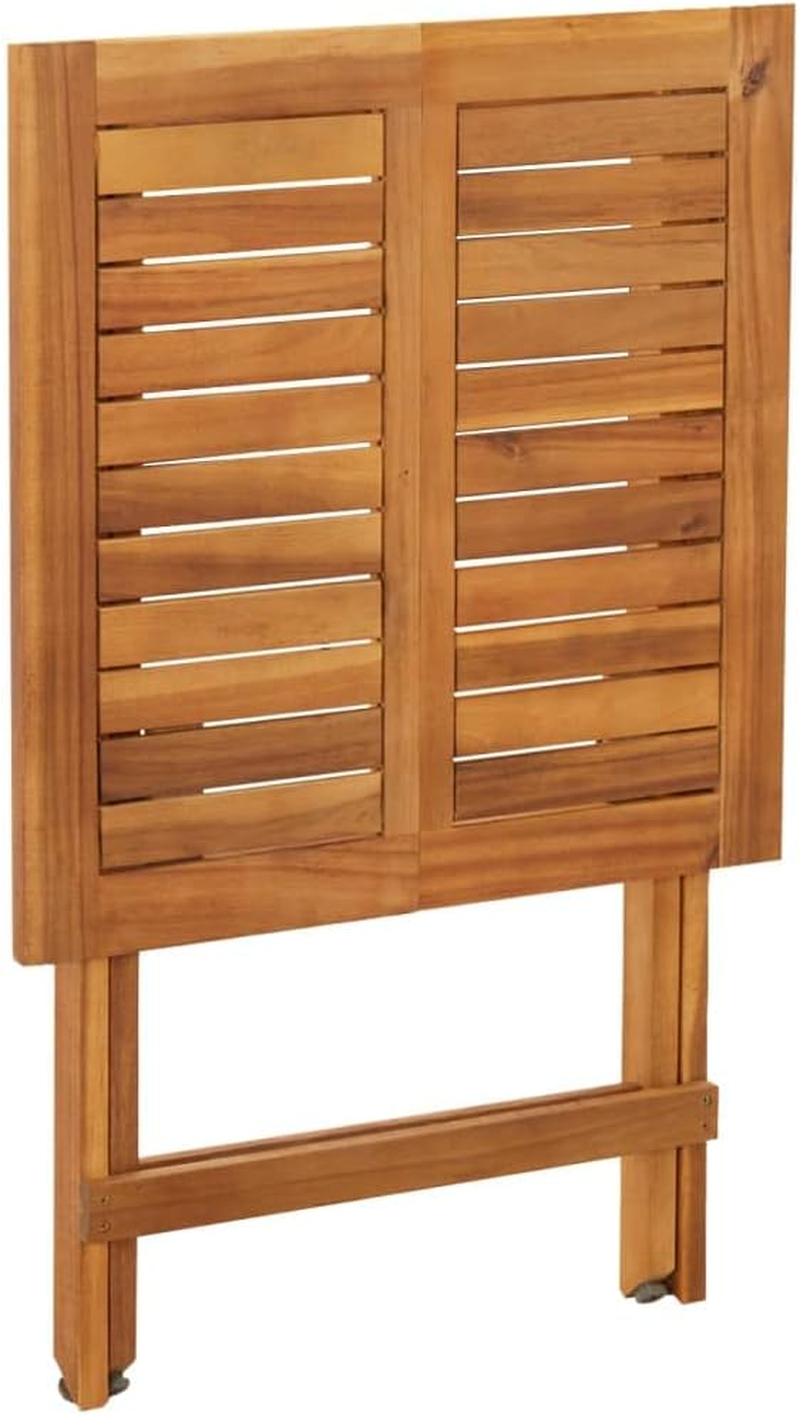 Vidaxl Retro Style 3 Piece Folding Bistro Set - Solid Wood Acacia with Cushions - Brown and Cream Colour - Brown image number 6