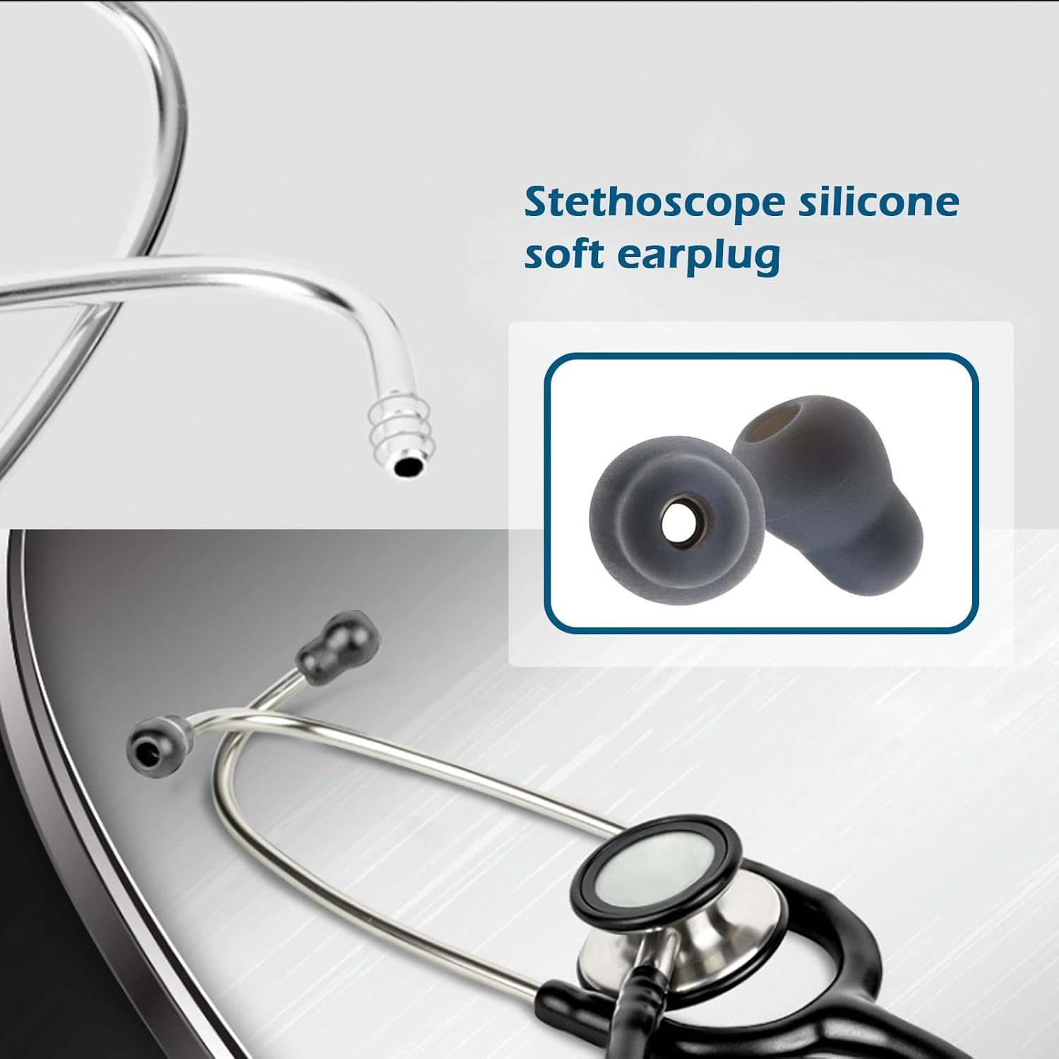 SING F LTD 20Pcs Soft Earplug Replacement Silicone Ear Plugs Comfortable Noise Cancelling Ear Plugs Accessories for Stethoscope Grey image number 3