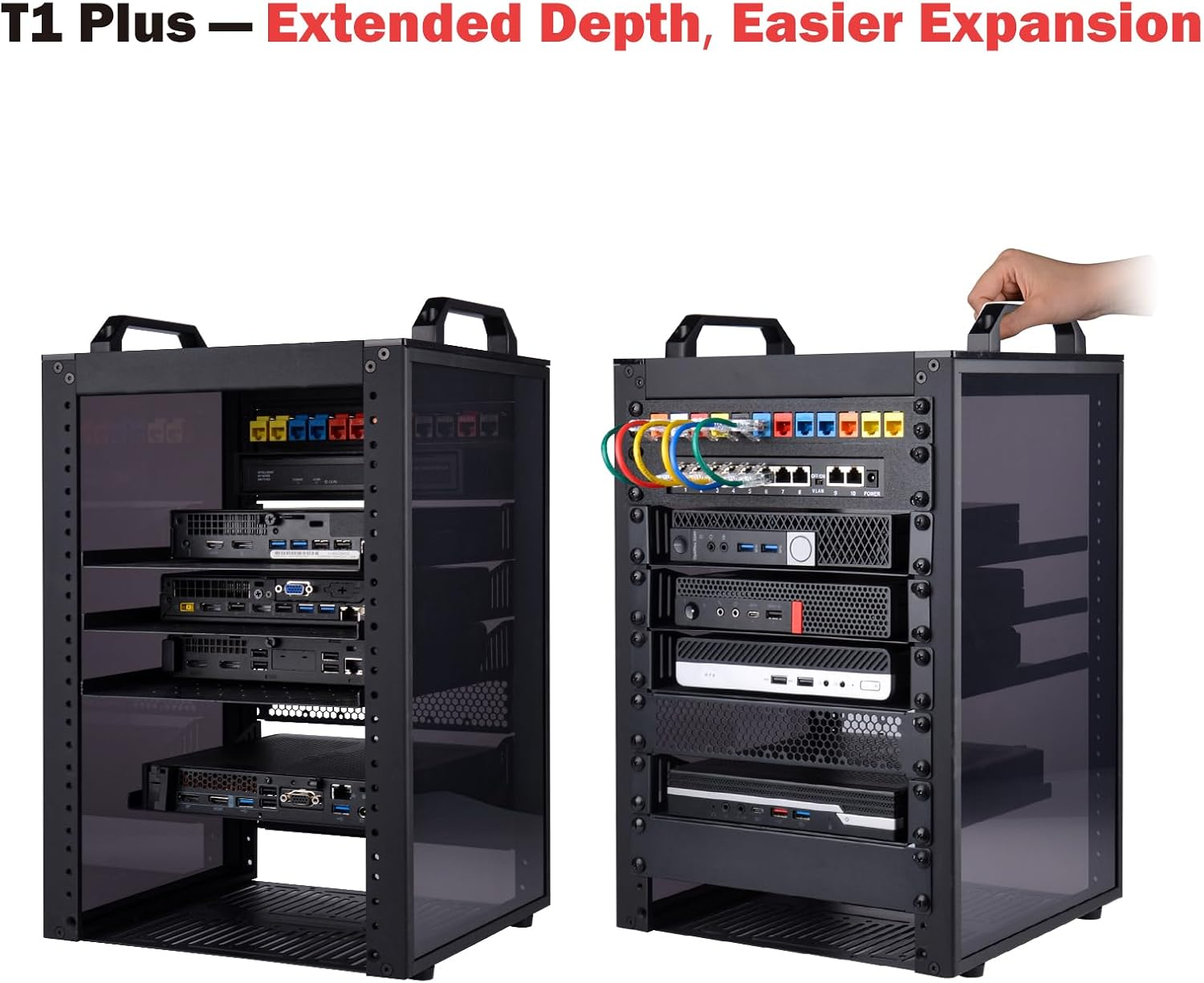 Geeekpi 8U Server Rack Cabinet, Deskpi Rackmate T1 Plus,10 Inch Network Rack for Servers, Network, A/V Equipment, 10.23Inch/260Mm Depth (Black) image number 1