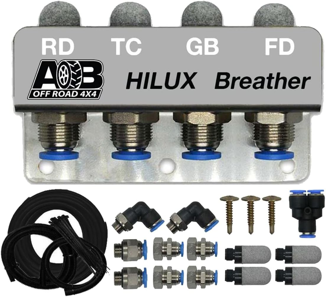 Universal 4 Port / 4 Point Diff Breather Kit Black for Toyota HILUX N70 KUN26R, KUN26 image number 1