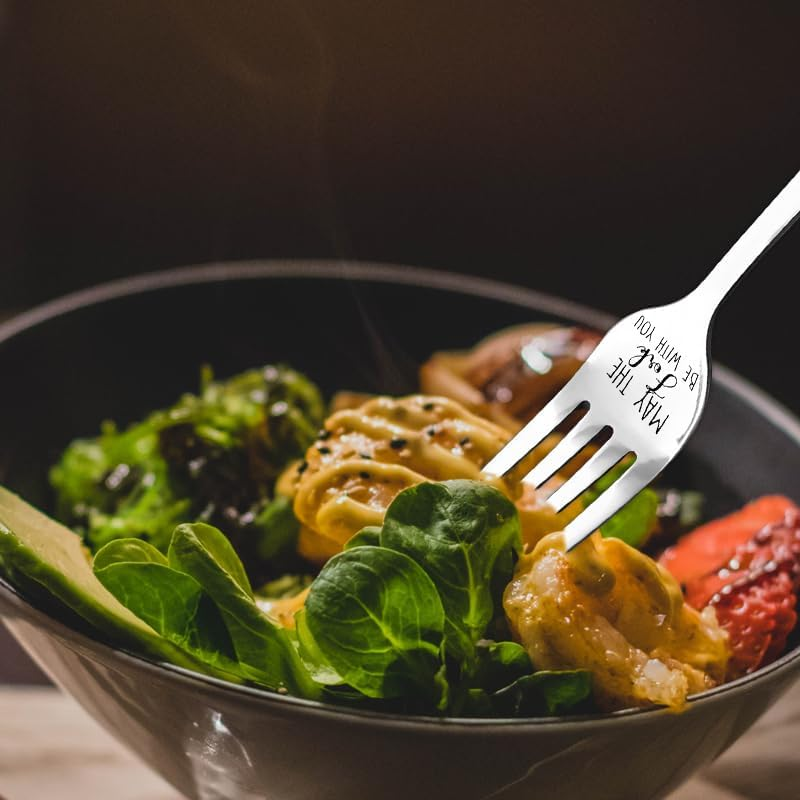 Inspirational Gifts for Friendship Fork Engraved Gifts for Husband Boyfriend Birthday Gifts for Girlfriend Wife May the Fork Be with You Dinner Forks Gifts for Dadddy Best Friend Boss
