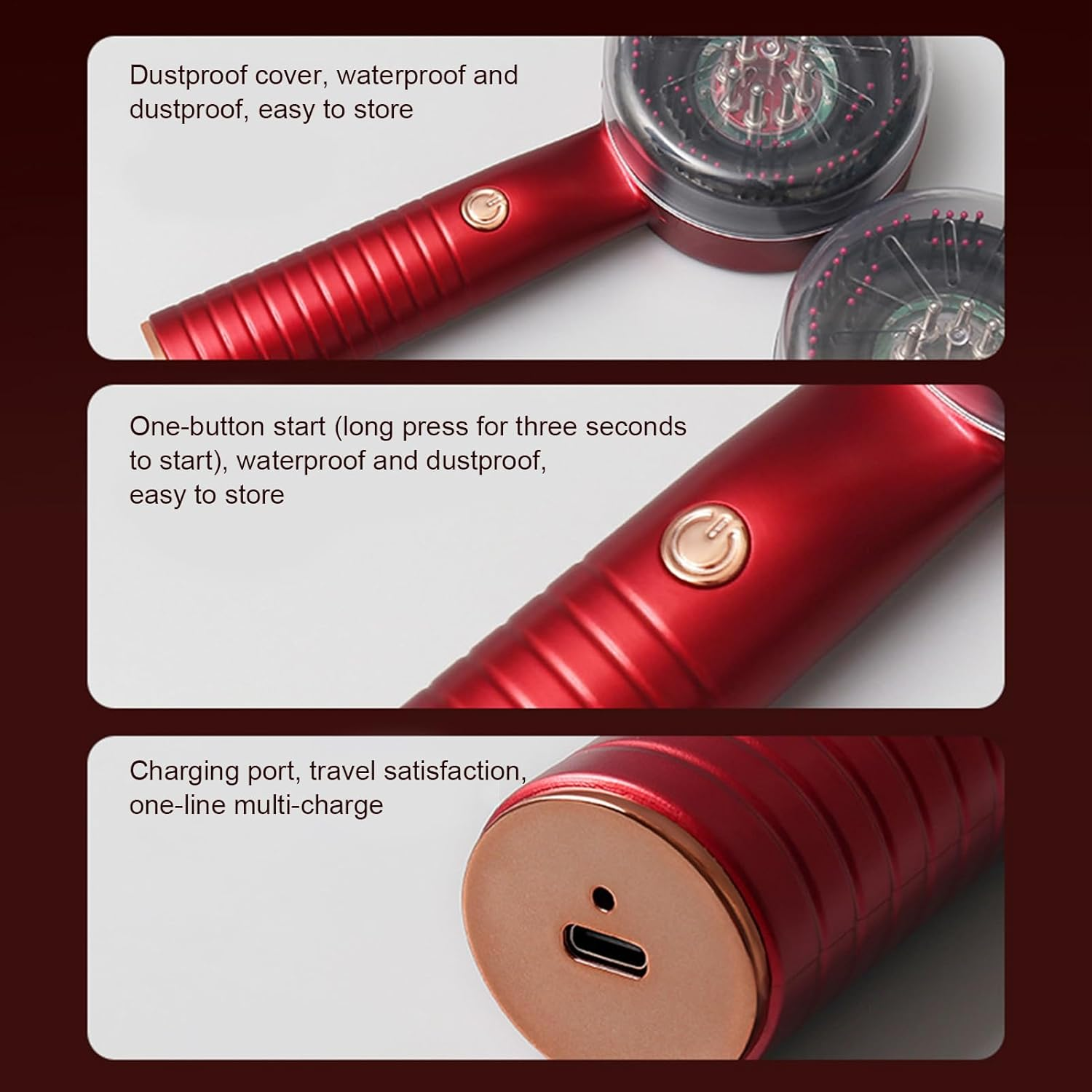 Qkbuza Scalp Massager | Hair Scrubber Scalp Massage Tool | Waterproof Vibrating Brush Comb Head for Personal Care Regrowth Men Women Home Travel image number 5