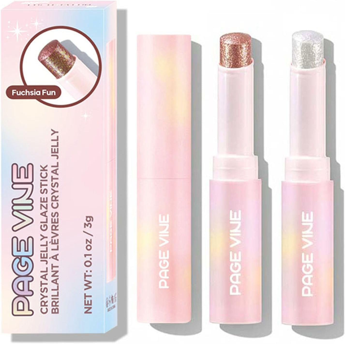 Glitter Crystal Jelly Glaze Stick - Long Lasting Shimmer Eyeshadow & Eyeliner Pencil, Waterproof & Smudge Proof, Easy to Blend for Natural or Glam Makeup Looks (01#ROSY GEM+02#AURA BLITZ) image number 6