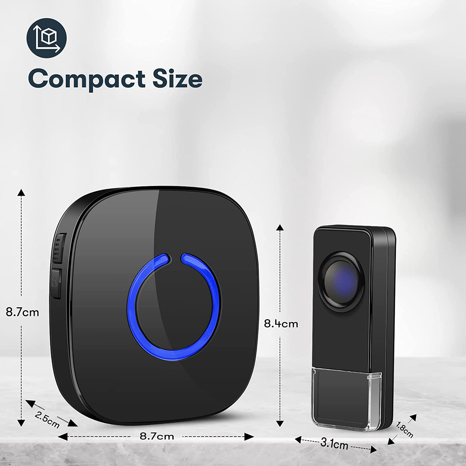 Wireless Doorbell, Remote Door Bell Ringer Wireless Long Range 300M with 58 Melodies, Coolqiya Portable Doorbell with 1 Waterproof Transmitter and 1 Plug-In Receiver image number 1