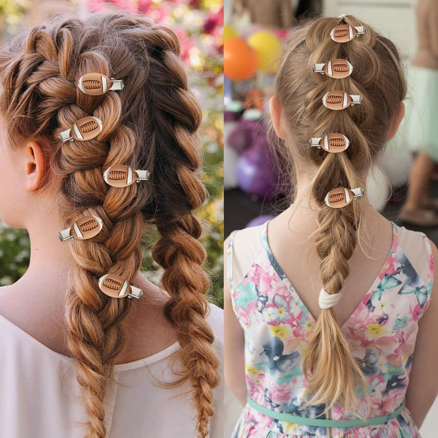 10 Pcs American Football Hair Clips Rugby Hair Accessories Sports Hair Clips for Women Girls Kids Thick Thin Fine Hair Clips image number 5