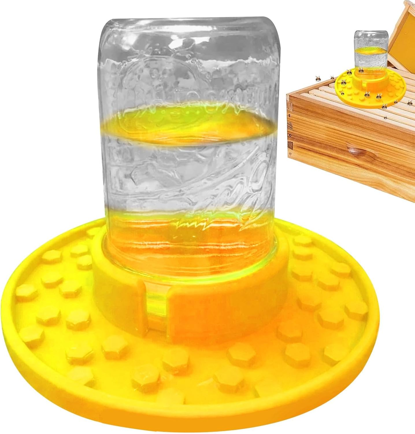 Bee Watering Station Jar, Jar Bee Feeders for Hives | Hive Entrance & Feeder, Honey Bee Feeder, Used to Feed Water or Sugar Syrup, Bee Cups for Thirsty Pollinators image number 4