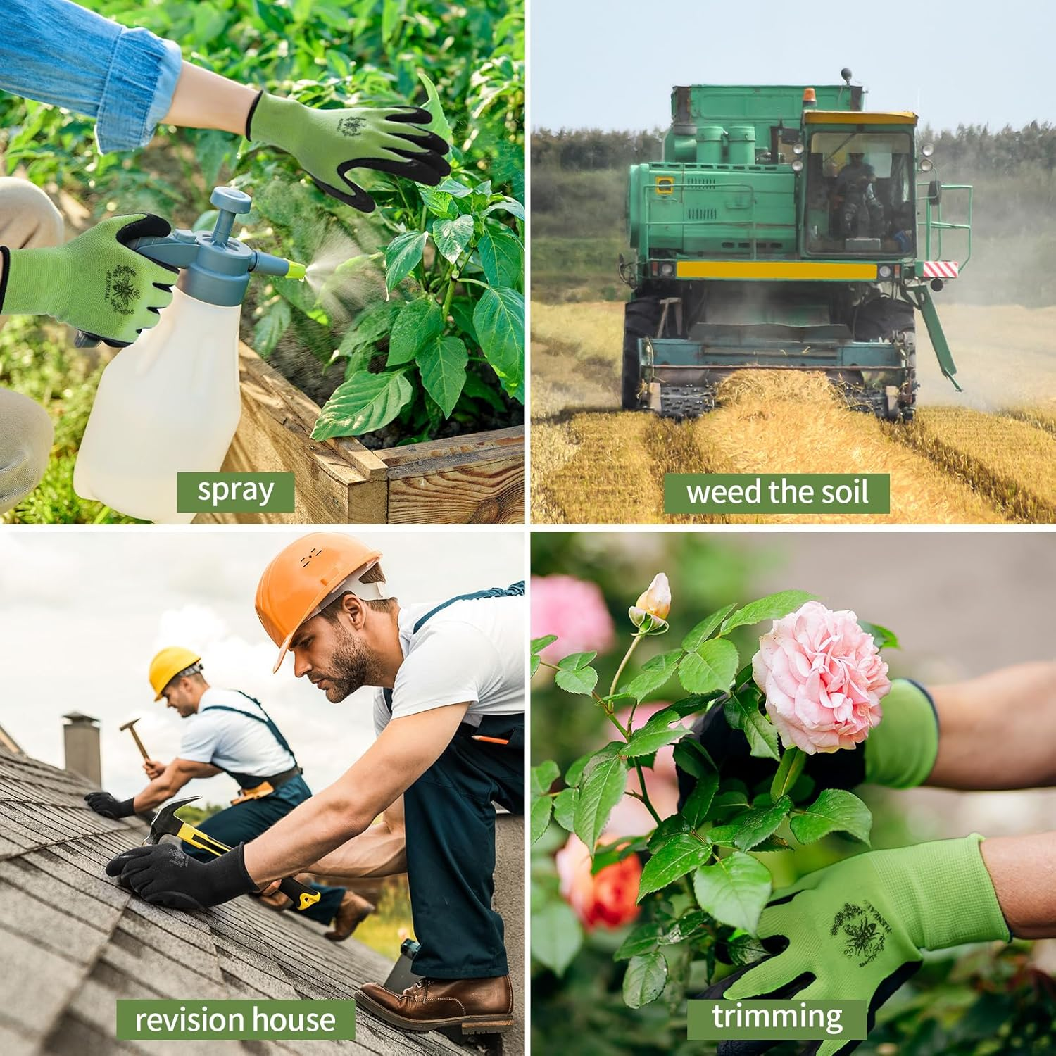 Pleneal Gardening Gloves for Women Men - 6/3 Pairs Garden Gloves with Grip, Latex Coated Working Glove, Medium Size