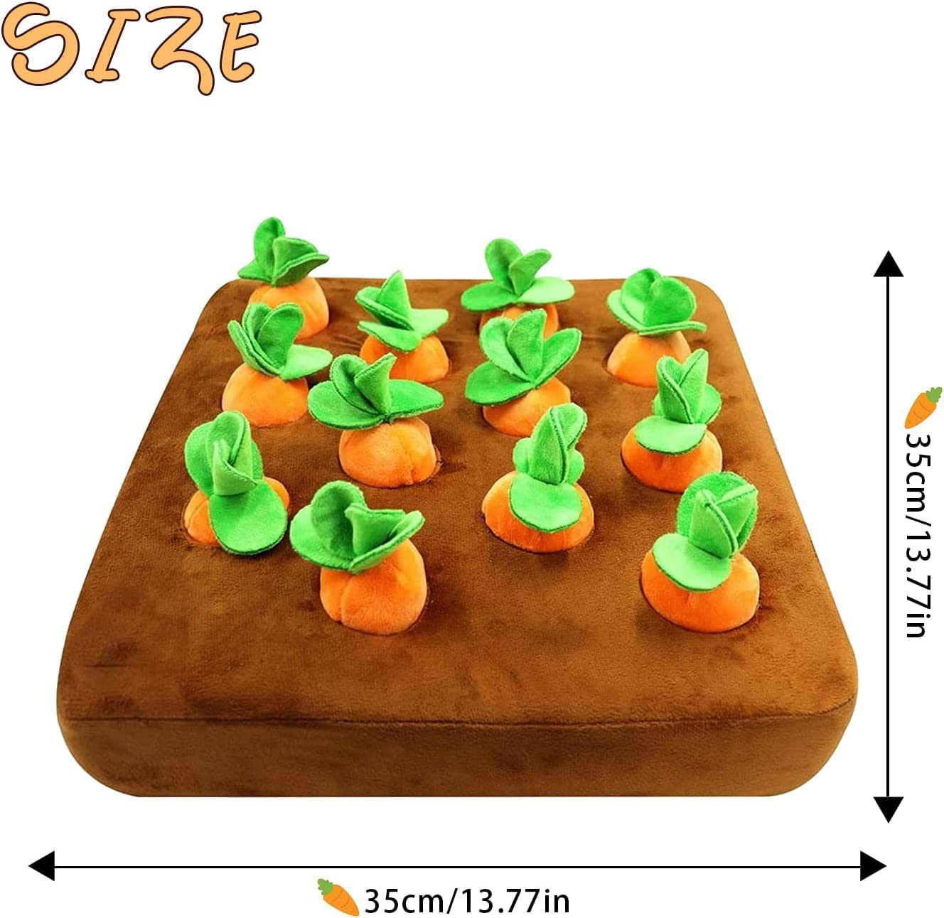 Pet Carrots Plush Chew Toys Dog Carrot Toys Interactive Dog IQ Training Encourage Natural Foraging Skill Puzzle with 12 Carrots Toy for Training and Stress Relief(Carrot) image number 3