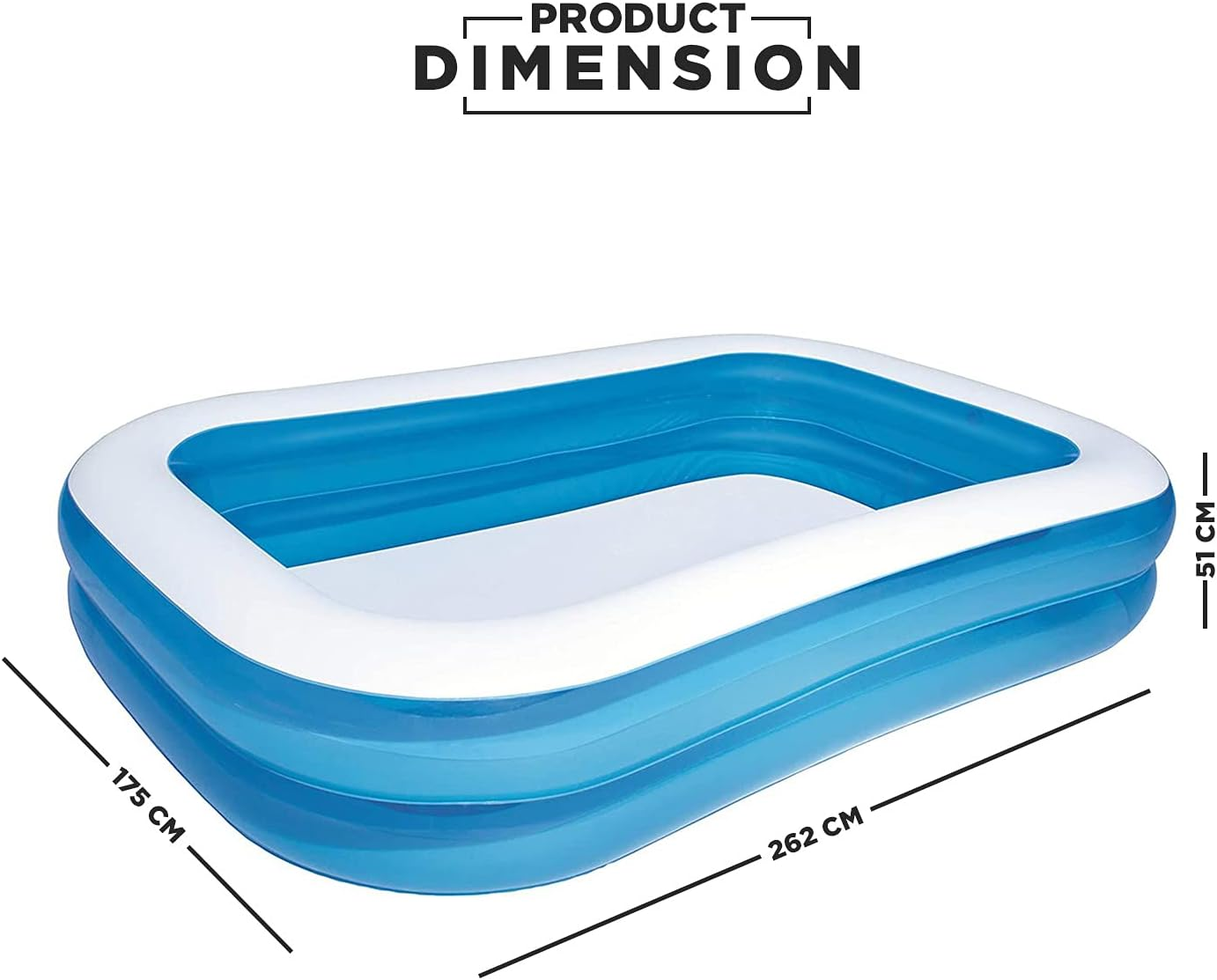 BESTWAY Rectangular Water Pool, 262 X 175 X 51 Cm, Blue, BW54006-20 image number 4