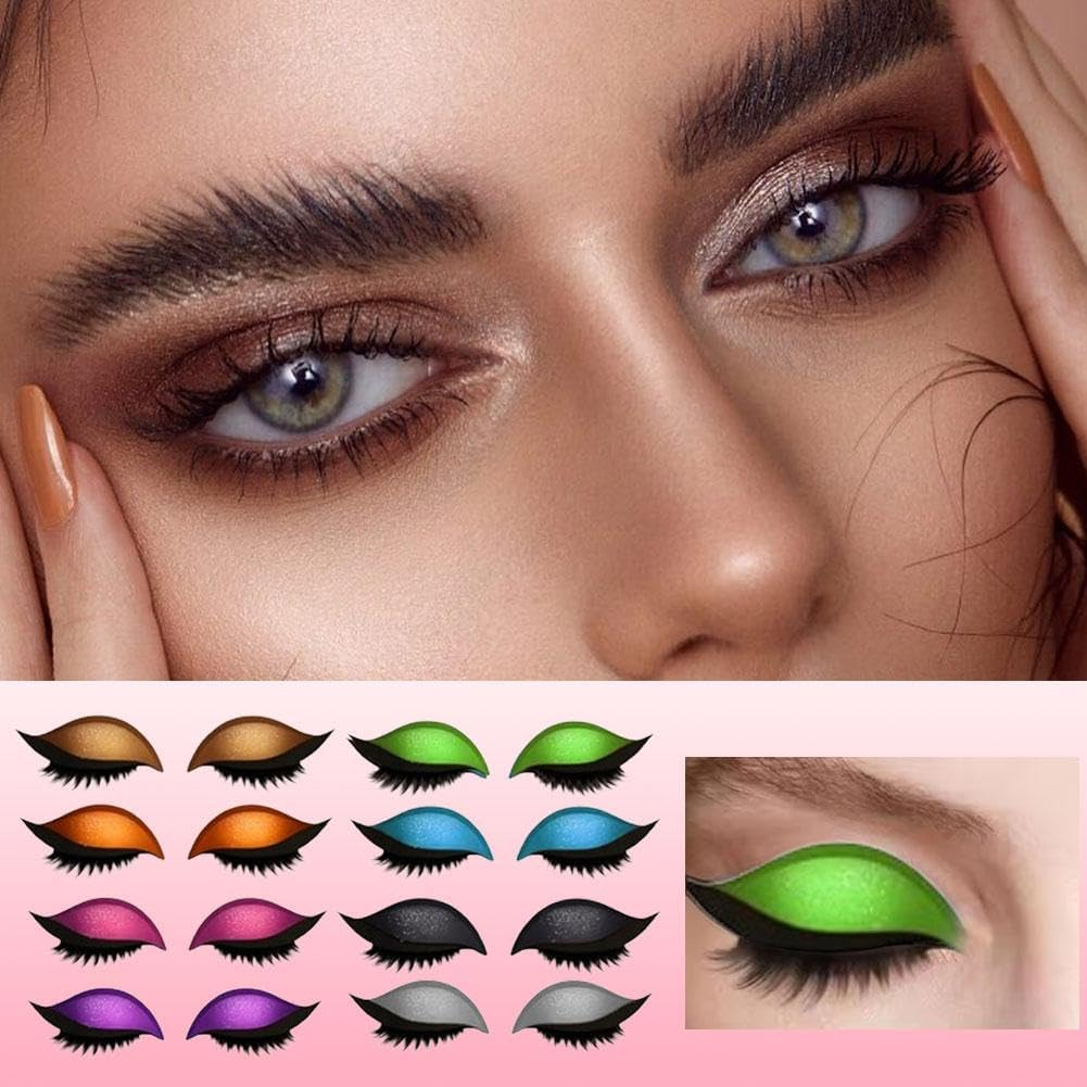 8 Pairs Lazy Eye Shadow Eyelash Patch, Eyeshadow Tape, Beauty Fashion Eyelid Line Sticker,Glitter Eyeshadow Sticker with Lashes, Easy to Apply Eye Shadow and Eyelash in One, image number 3