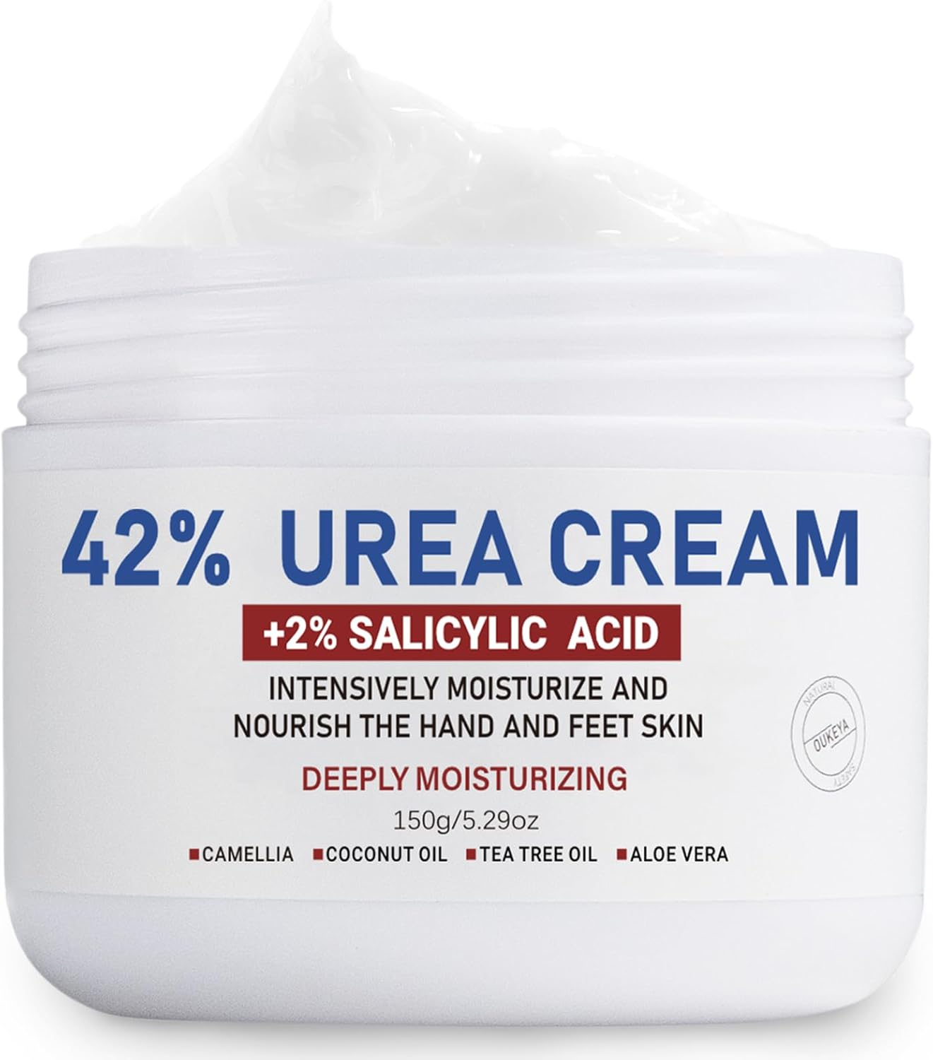 OUKEYA Urea Cream 42% plus Salicylic Acid 2% Net 5.29 Oz for Dry Cracked Feet,Heels,Knees,Elbows,Hands Repair Treatment Moisturizes and Removes Corns,Calluses,Dead Skin,And Softens Toenails image number 3
