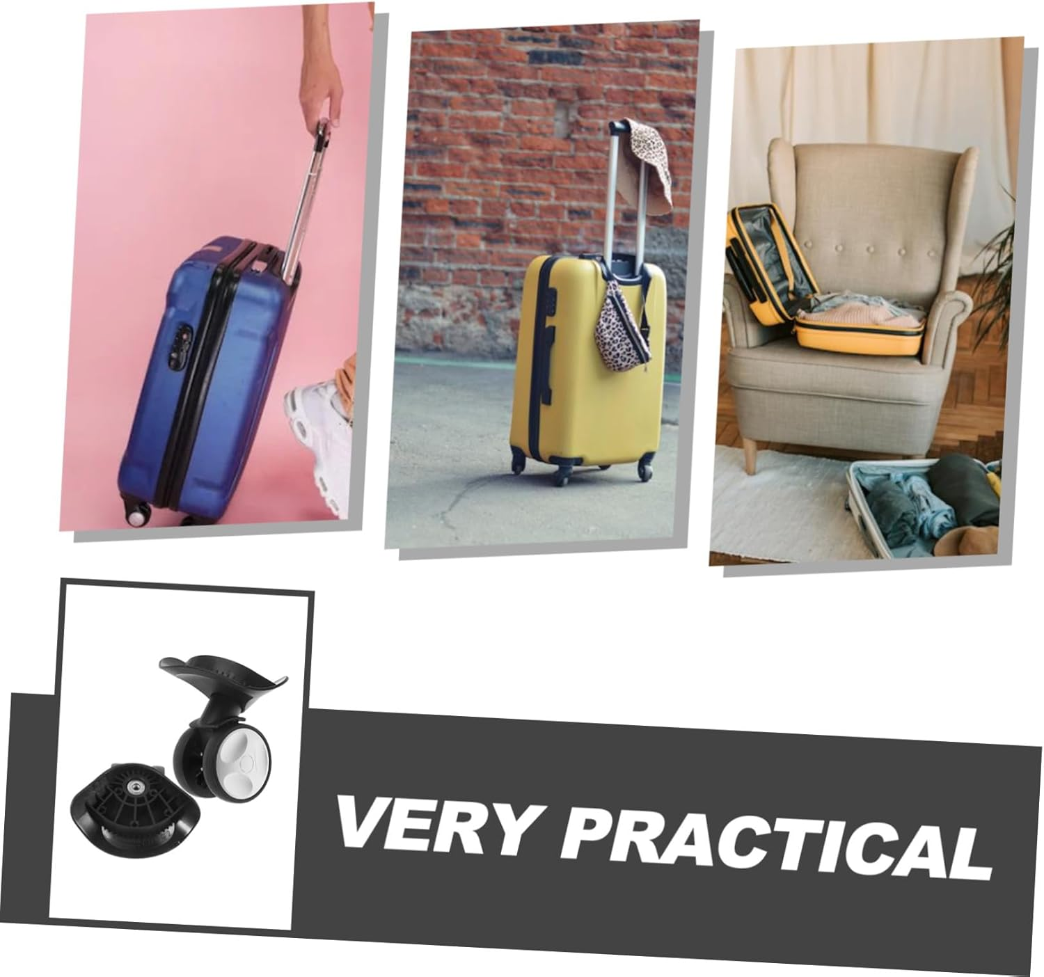 Gatuida Swivel Plastic Suitcase Wheels Replacement Small Luggage Repair Accessories for Travel Trolley Easy Install and Flexible Movement image number 1