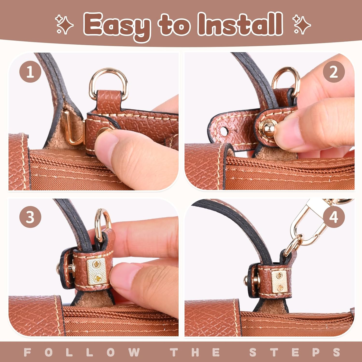 Handbag Straps Replacement, Shoulder Purse Straps Crossbody Adjustable Replacement for Tote Bag Women image number 5